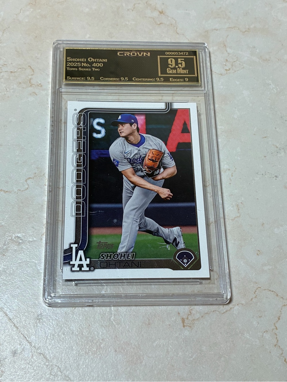 Shohei Ohtani Dodgers baseball card graded 9.5